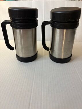 Brentwood stainless steel insulated thermos mug with a handle (Set of 2)